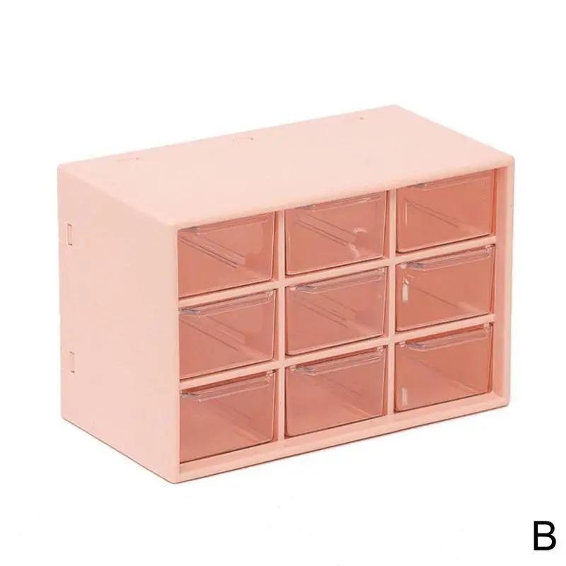Boîte de Rangement de Bureau en Plastique à 9 Compartiments Tiroir à Bijoux Rangement Cosmétiques Boucles d'Oreilles Maquillage Organisateur Perles Boîtes Conteneurs Bac