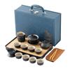 Simple high-end coarse pottery tea set, full set of home office teapots, portable high-end leather bags