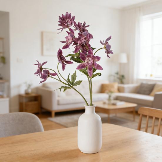 Artificial Flower 25" Fake Flower Bouquet 3 Stem Faux Floral Branch for Home Wedding Party Centerpiece Dining Table Vase Decor