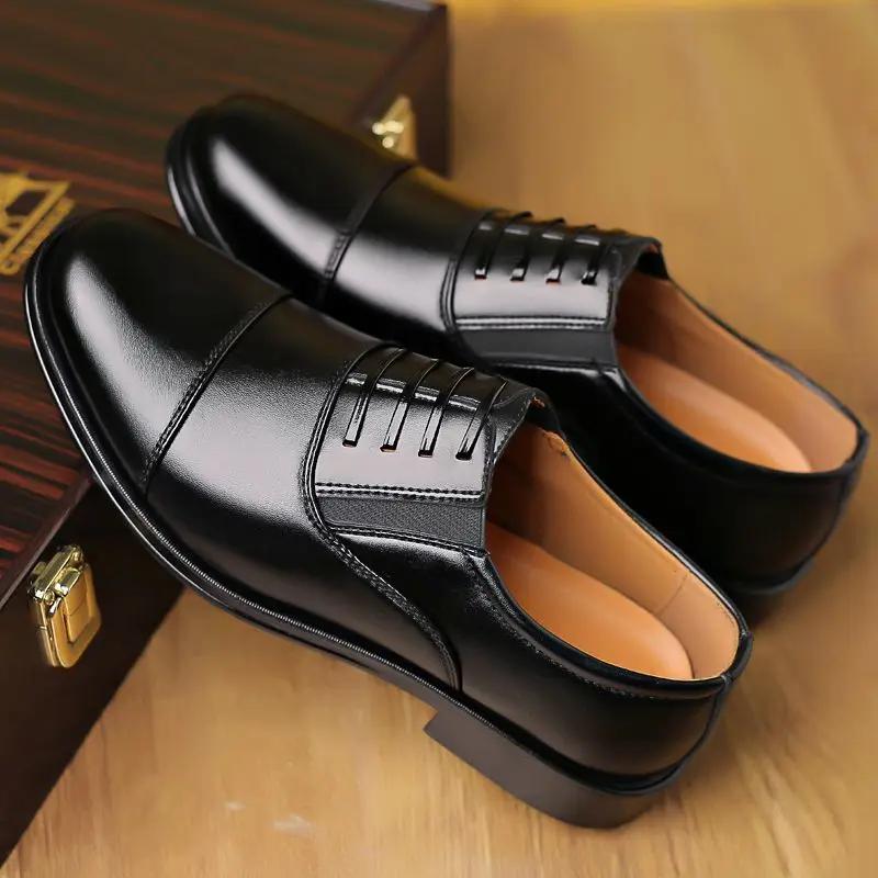

Solid Color Round Toe Social Shoe Male Business Casual Leather Cheap Clearance Clothing Cowhide Footwear Suit Men s Formal Shoes 44