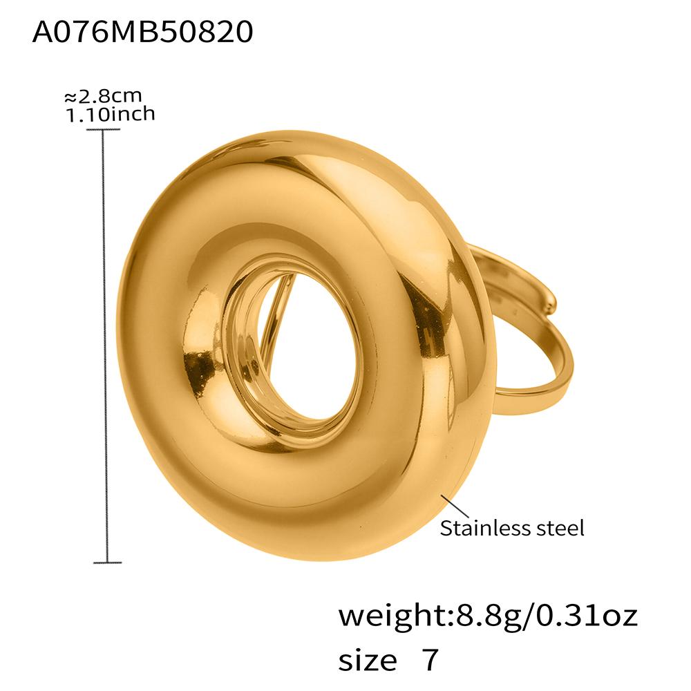 Donut Shaped Statement Ring Stud Earring In Stainless Steel 18K Gold Plated Waterproof Chunky Ring Matching Earrings For Women