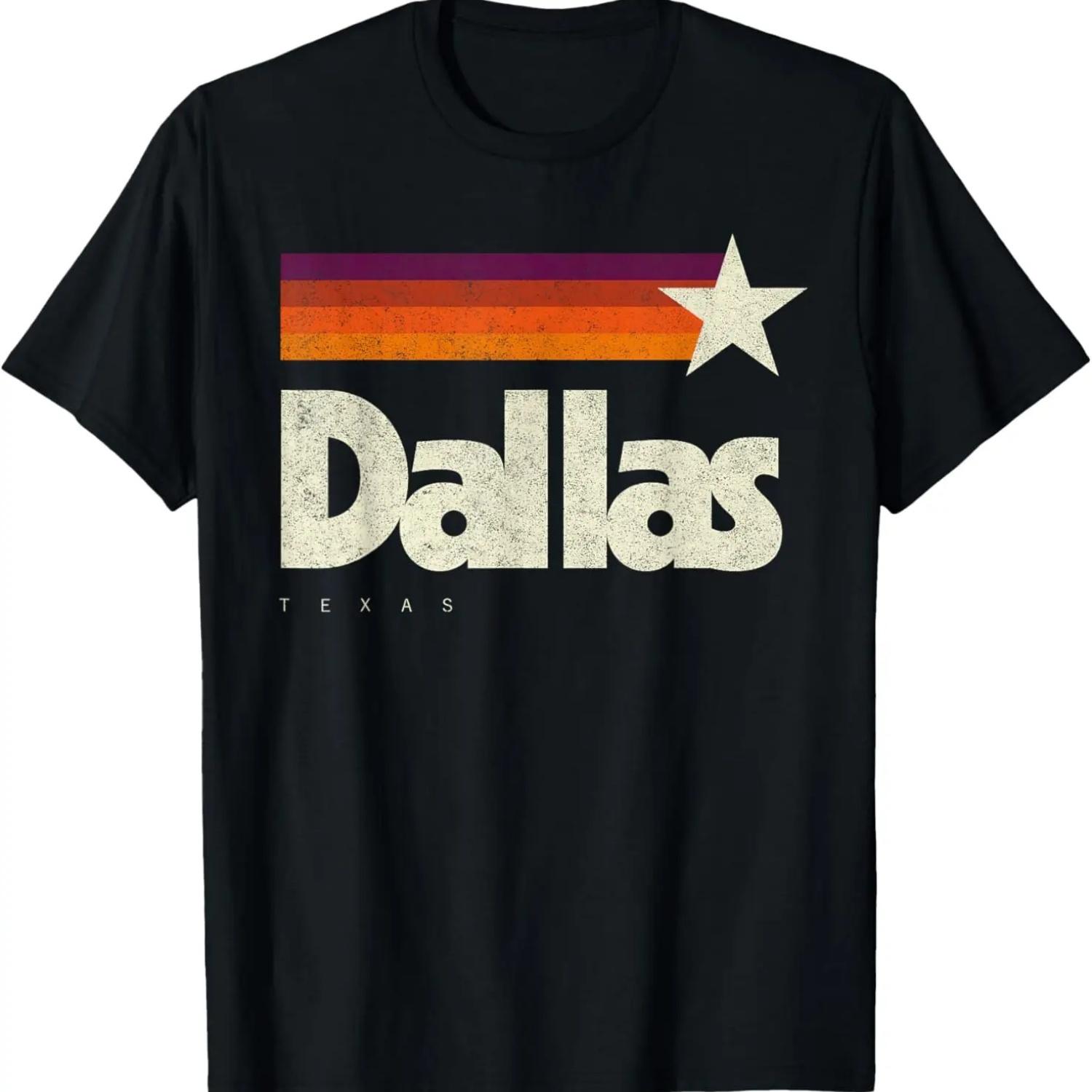 Dallas City Texas Vintage USA Cool Casual American Aesthetic T-Shirt S чёрный