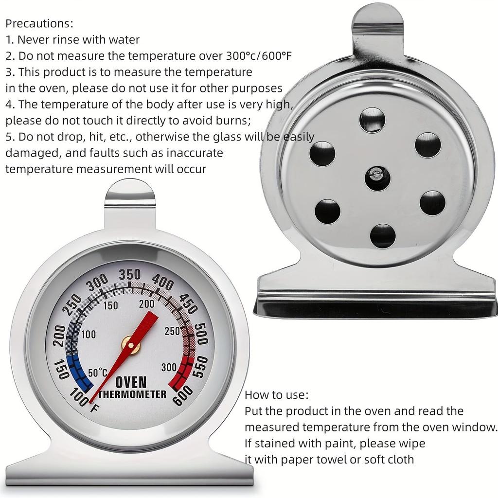 Accurate Stainless Steel Oven Thermometer for Electric/Gas Oven, Instant Read Kitchen Cooking Grill Smoker Thermometer 50-300°C/100-600°F)