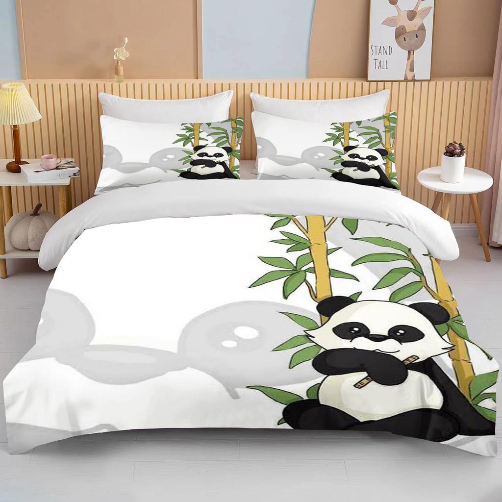 10 sizes CutePanda Bedding 3 Piece Set king size double bed bedding set microfiber or polyester duvet cover set  bedroom bed set