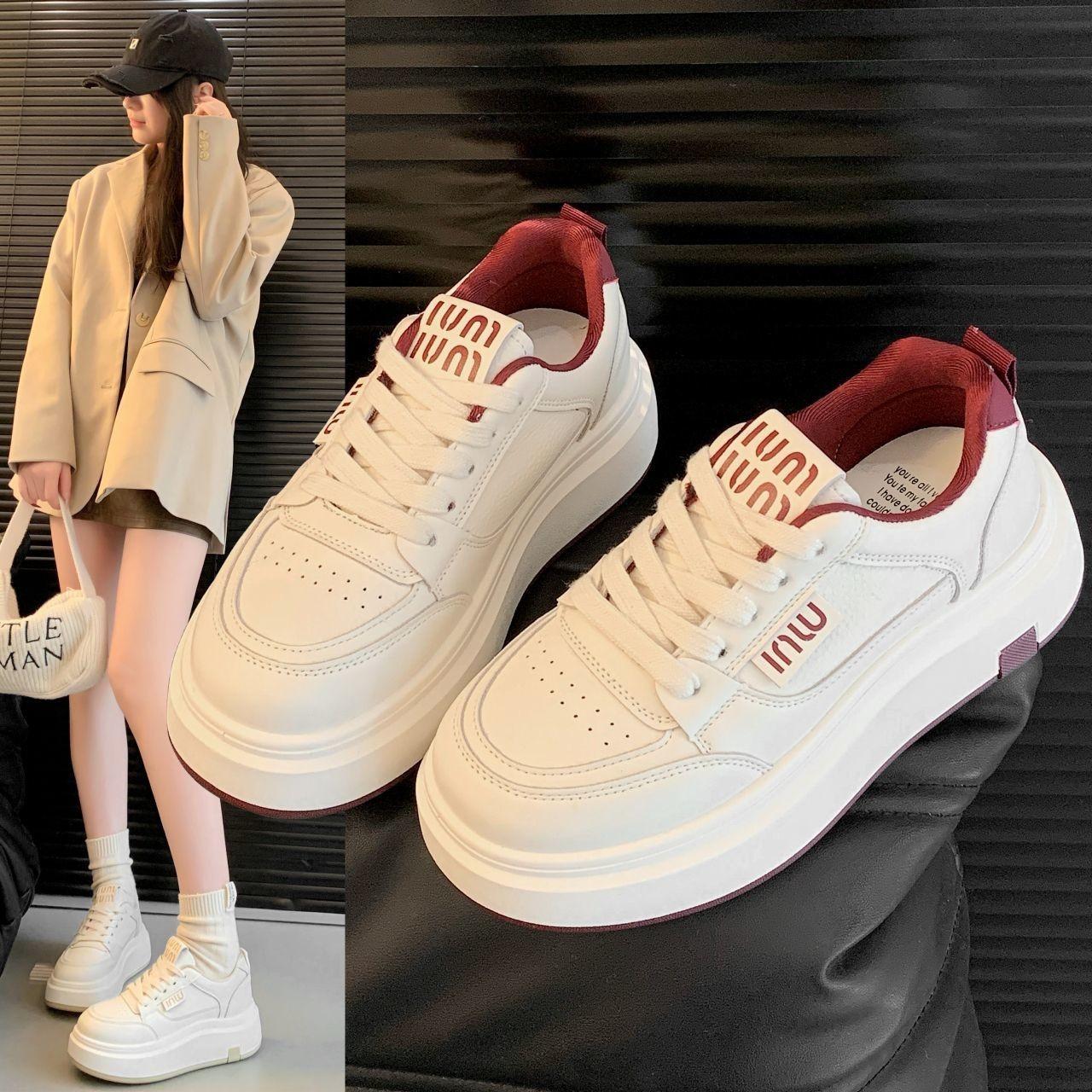 

Casual Women s Shoes 2025 Spring Autumn New Non Slip Lace-up Platforms Sneakers Breathable Comfortable Women s Vulcanize Shoes 35
