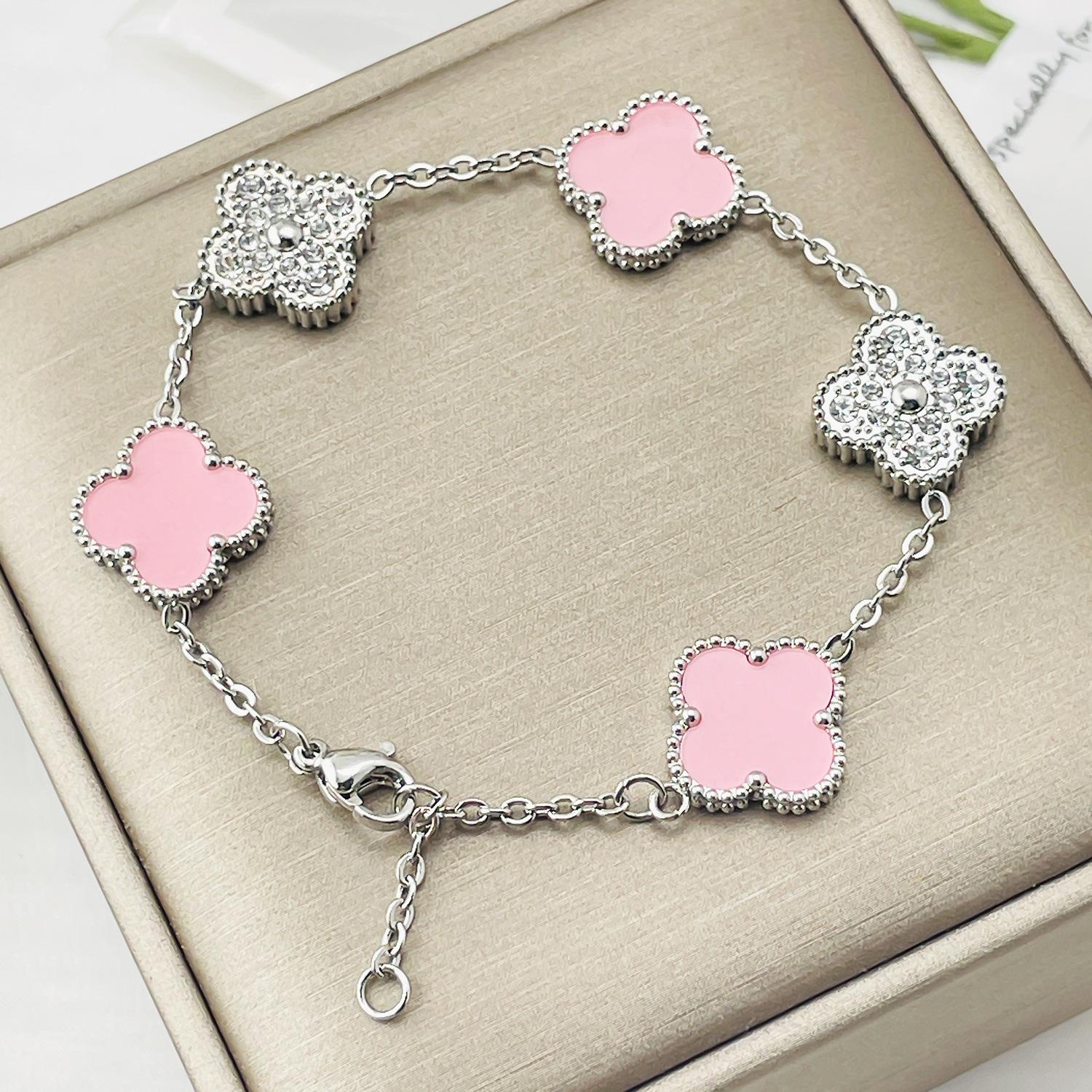 

15 мм модный двусторонний браслет-клевер для женщин с индивидуальным дизайном Shell Tide розовый