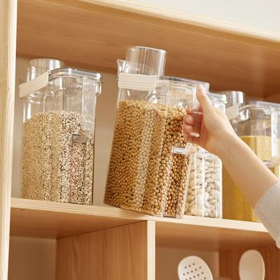 Transparent Cereal Dispenser with Lid Storage Box Plastic Rice Bucket Container Food Sealed Jar Cans for Kitchen Grain Organizer