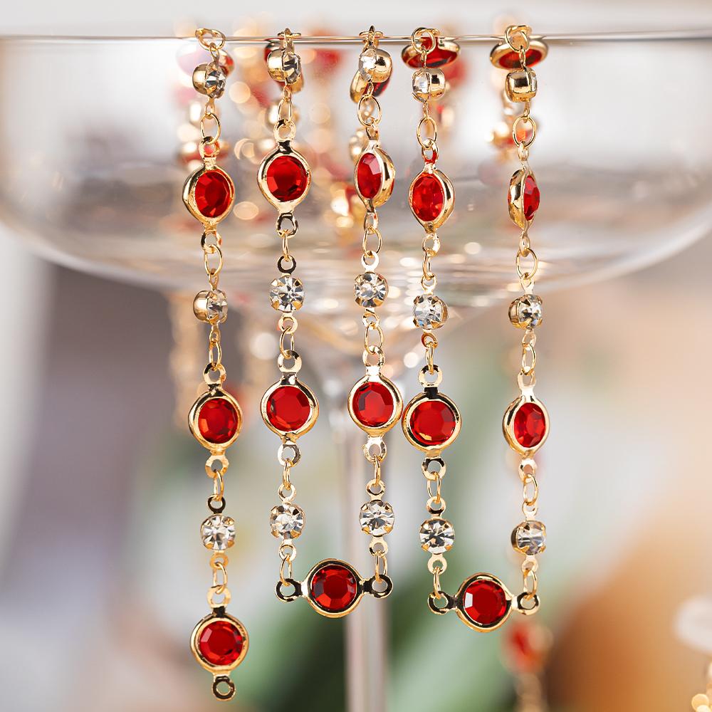 0.5M 1M 2M Pink Round Crystal Glass Beaded Bracelet Necklace Copper Chains Clothing Supplies for Jewelry Making DIY Materials