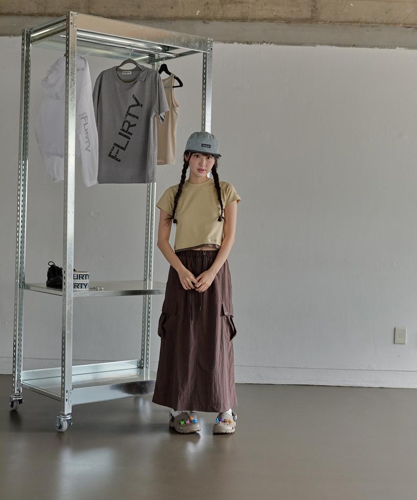 Peulleoti Tape Point Cargo Skirt (Brown)