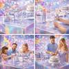 5PCS Rectangular Laser Disposable Tablecloth Shiny Iridescent Tablecloth Party Table Cover  Wedding