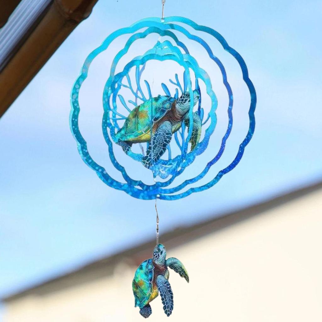 Metal Wind Spinners Hummingbird Turtle Wind Sculpture for Yard and Garden Rustic Hangable Metal Art Decor for Backyard Porch