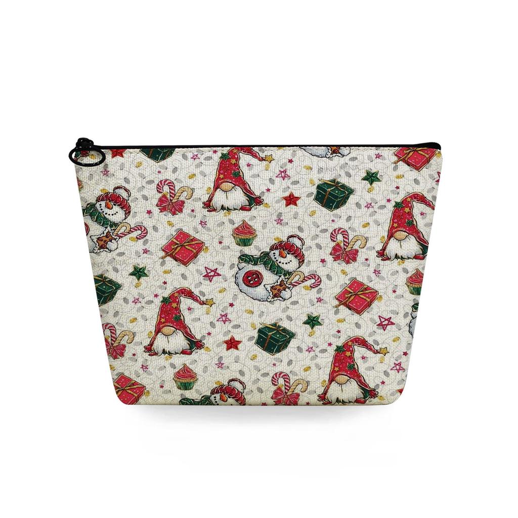 Women Christmas Snowman Print Cosmetic Bag Toiletries Organize Travel Storage Case  6367
