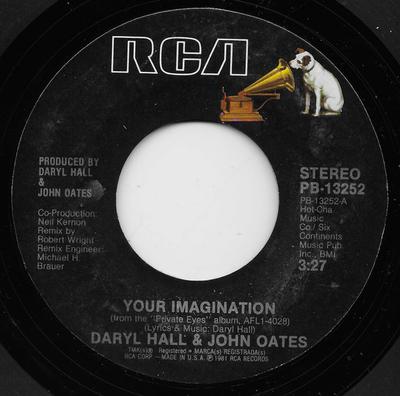 7inch Record DARYL HALL & JOHN OATES - Your Imagination PB13252 RCA 1981 US Pop Used