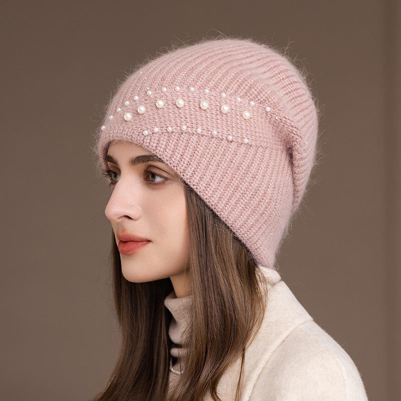 Herbst und Winter Neue Mode Warmer Ohrenschutz Strickmütze Damen Kaninchenfell Wollmütze