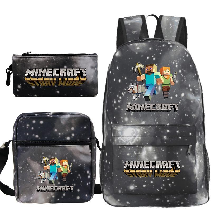 Game Merchandise Print Fashion Children'S Backpack Student Schoolbag Stationery Bag Messenger Bag Three-Piece Set