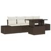 VidaXL Ensemble de canapé de jardin 5 pièces avec coussins marron en rotin poly 3349084