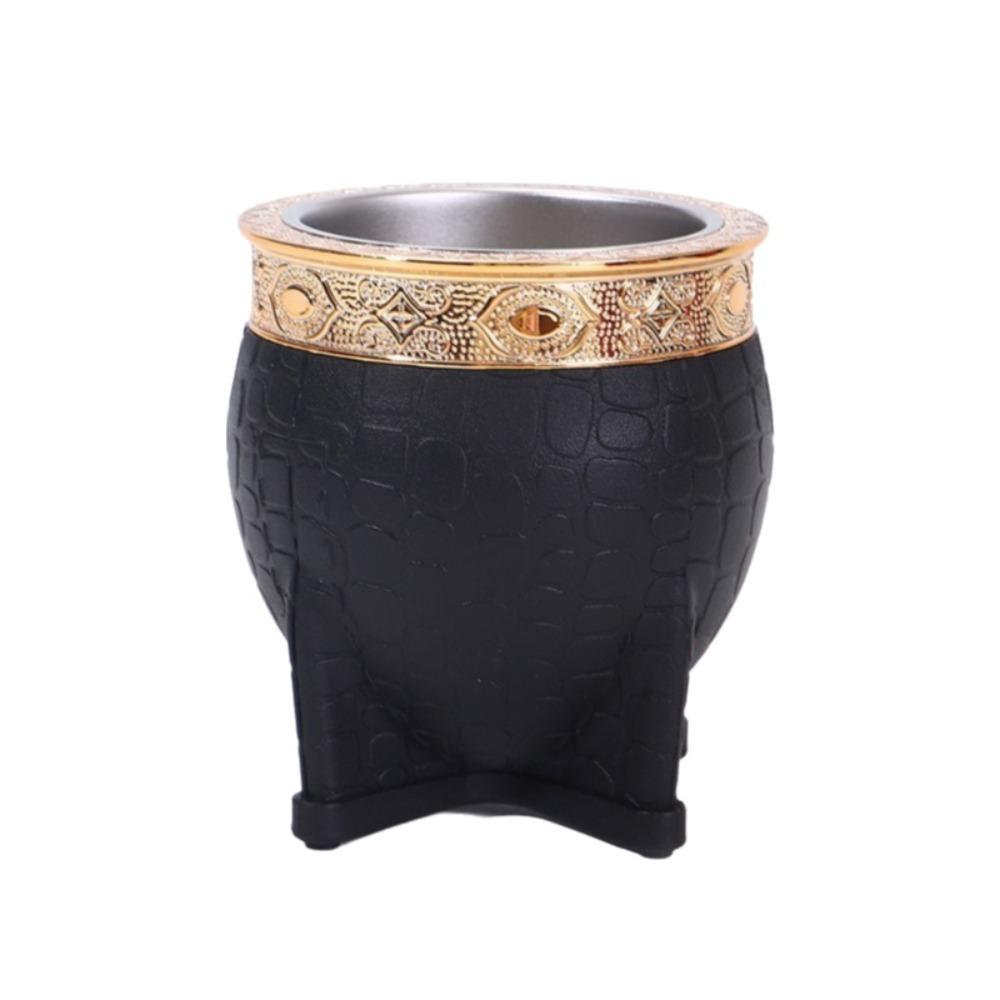 Flat Bottomed Stainless Steel Double Wall Cup Tortoiseshell Pattern Mate Cup Eggshell Cup  Tea Black Wide Mouth