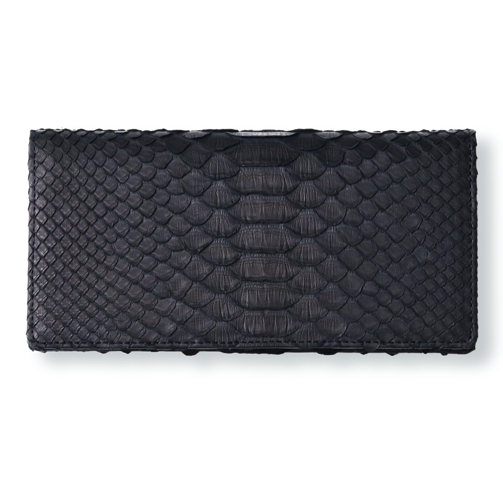

CLW Crocodile Leather Works Diamond Python Double-Sided Long Wallet in Matte Black, Made in Japan, Men s Long Wallet with Coin Purse, Brand Name Gift