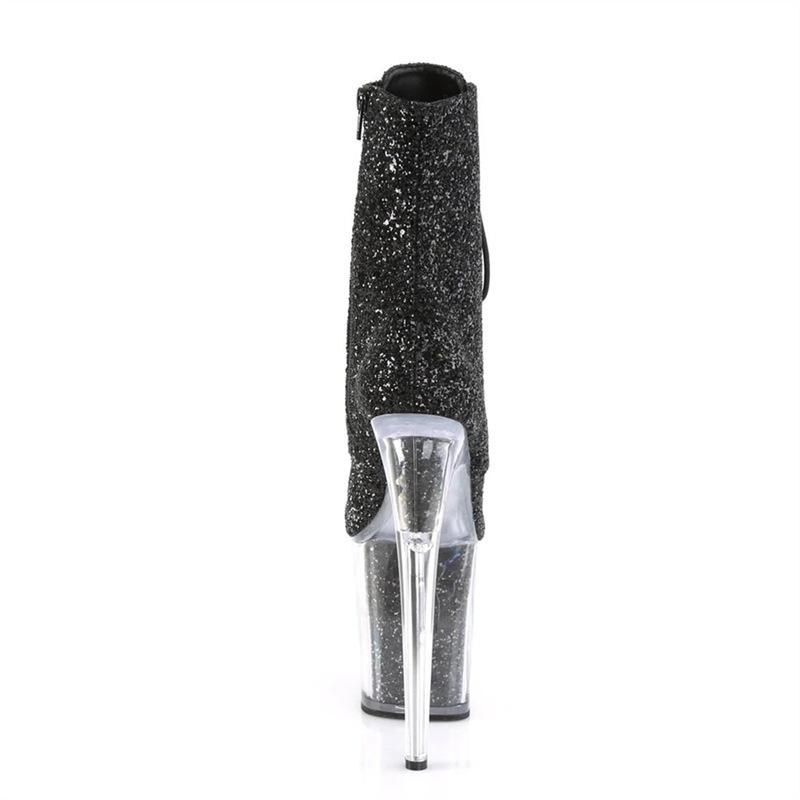 Sexy Women Bright Patent Leather Low Boots High Heel 20cm Stiletto Round Toe Boots Pole Dancing Shoes
