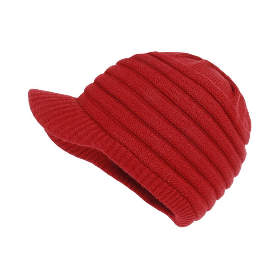 

Unisex Winter Hats with Visor Warm Ski Hat Stylish Knitted Hat for Men and Women L(Audlt) красный