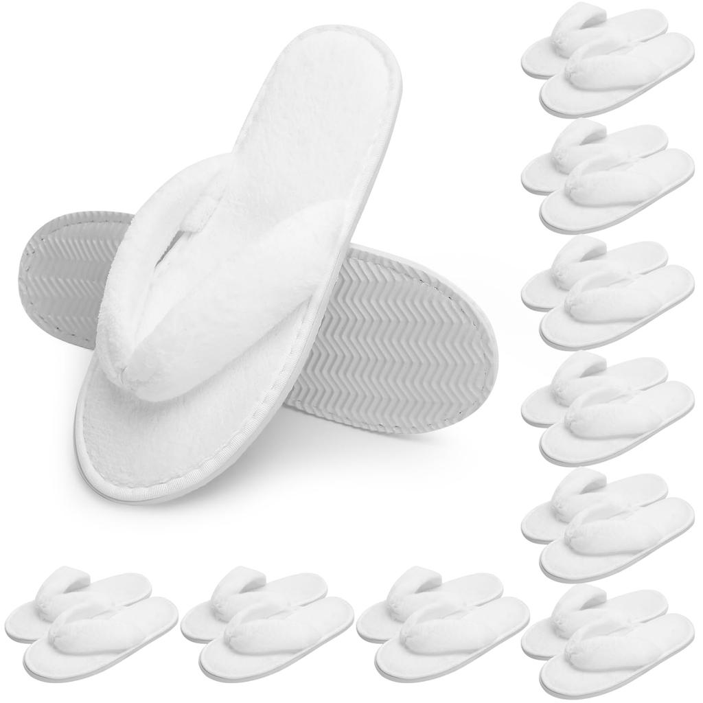 Sophproton Set Extra Thick Fluffy Slippers Hotel Spa Qualities Super Soft Indoor Slippers for Guests 10-Pair & (Washable, Non-Slip Soles)