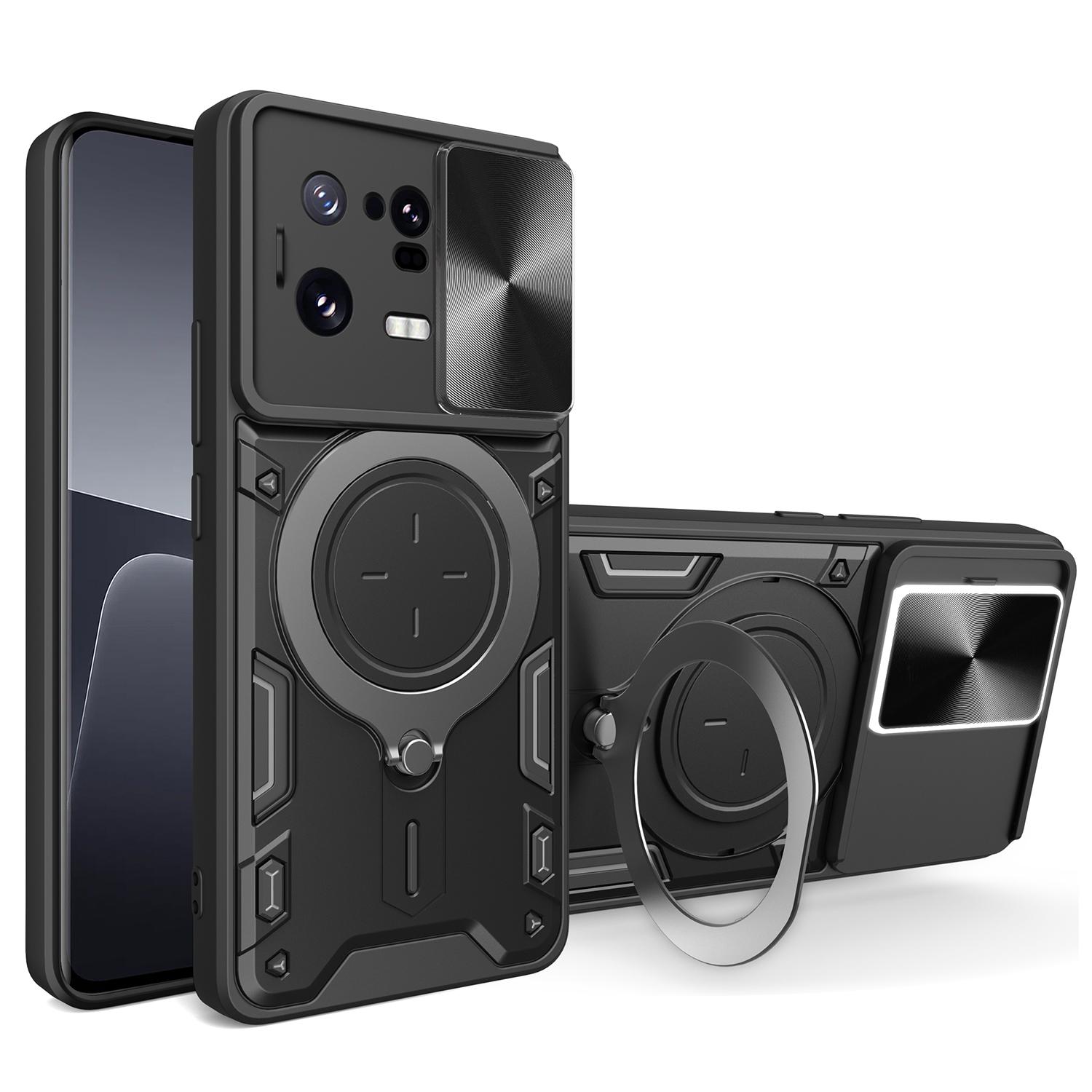 

Чехол для телефона Xiaomi 13 Pro 5G с вращающейся подставкой из ПК + чехол из ТПУ с выдвижной крышкой камеры Black