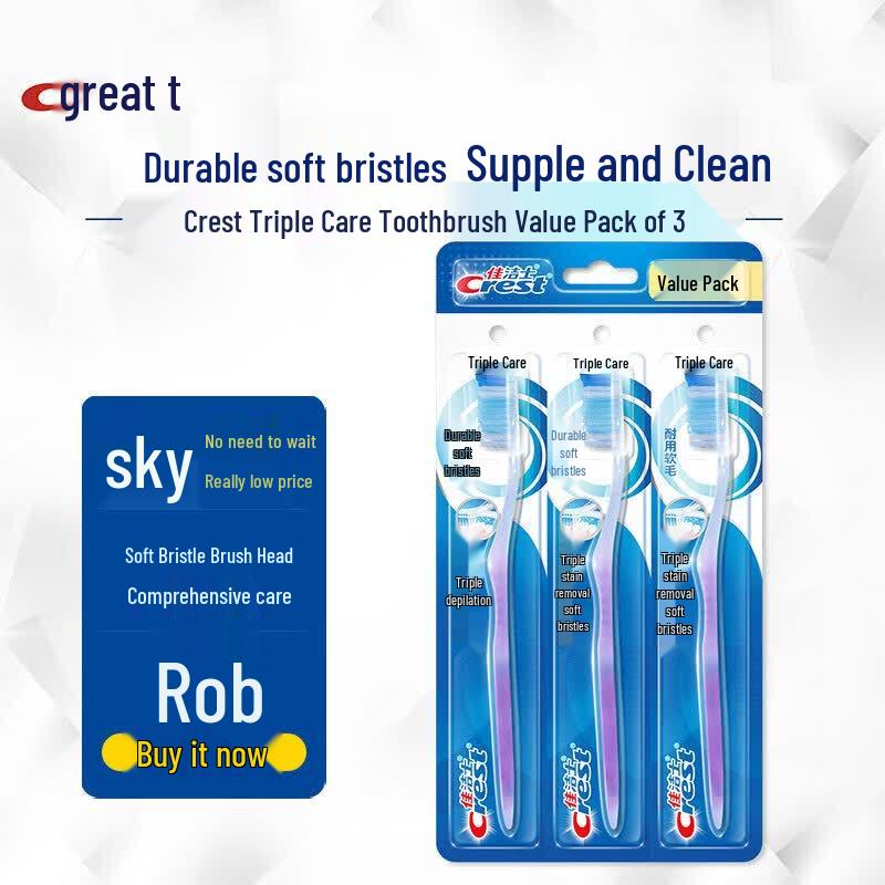 Crest Soft Bristle Triple Care Adult Toothbrush 3-Pack