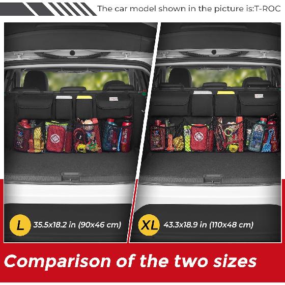 SURDOCA Car Trunk Organizer, LARGE CAPACITY Car Storage Bag with 8 Pockets, 7X Upgraded Trunk Storage Organizer for Car, SUV, Truck, MPV
