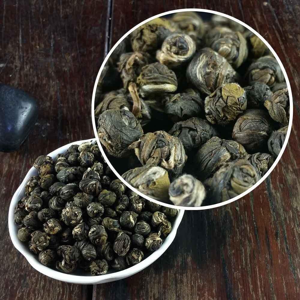 100% Natural Jasmine Dragon Pearl Green Tea Organic Loose Leaf Energy Boost 250g