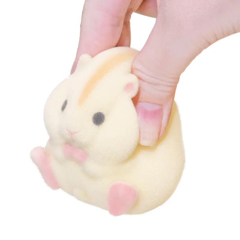 Kawaii Gashapon Capsule Toy Kawaii Fatty Milky Soft Hamster Cute Flocking Plush Squeeze Anti Stress Relief Squishy Kids Gifts