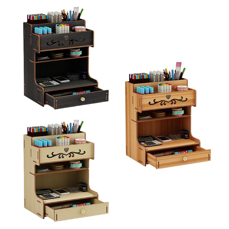 

Деревянный держатель для ручки с ящиком Многофункциональный настольный стационарный карандашный ящик
