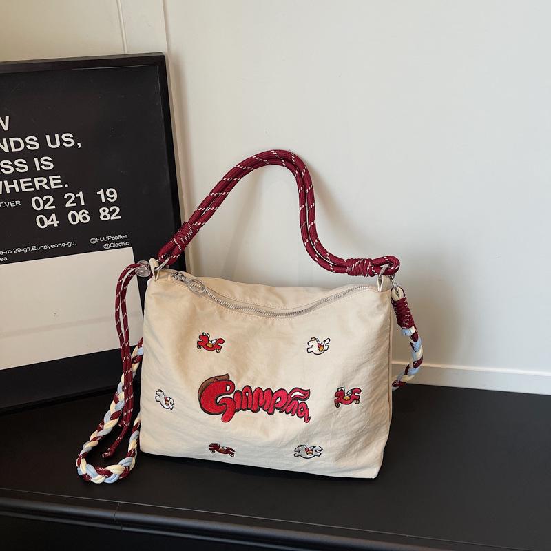 Spring Eco-friendly Japanese Embroidery Women's Versatile Shoulder & Crossbody Tote Bag