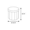 Olaf Foldable Pouffe, Gray, With Storage Compartment, Round, 38 Cm