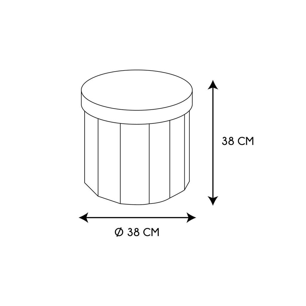 Olaf Foldable Pouffe, Gray, With Storage Compartment, Round, 38 Cm