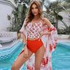 New European and American Two-Piece Zip-Up Vest Swimsuit with A-Line Split Skirt