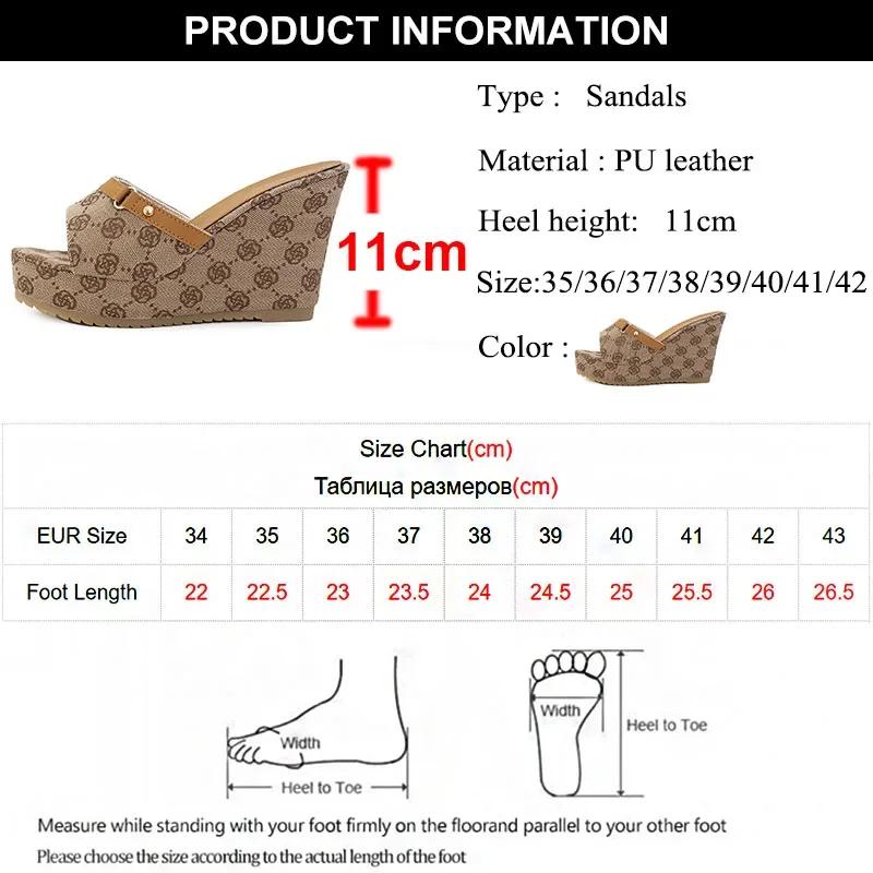 Fashion Brand Design Wedge Heel Sandals Women 2025 Summer Chunky Platform Mule Slippers Woman Sexy Super High Heels Sandalias De Mujer