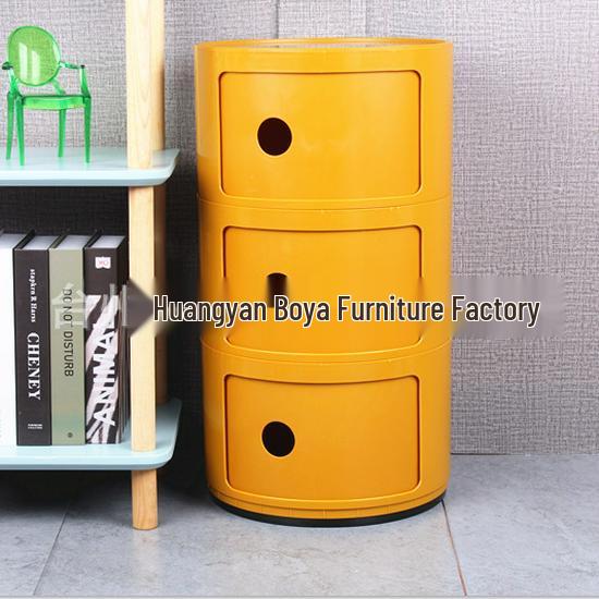 Compact Modern Round Bedside Table with Multifunctional Storage