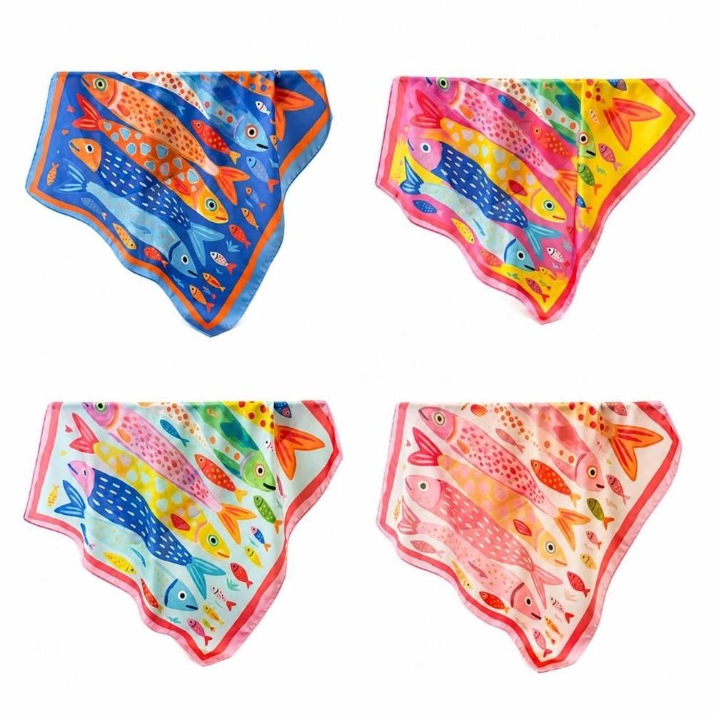 Cartoon Imitation Silk Scarf Shawl High-end Print Neck Scarf Headscarf High Quality Square Scarf