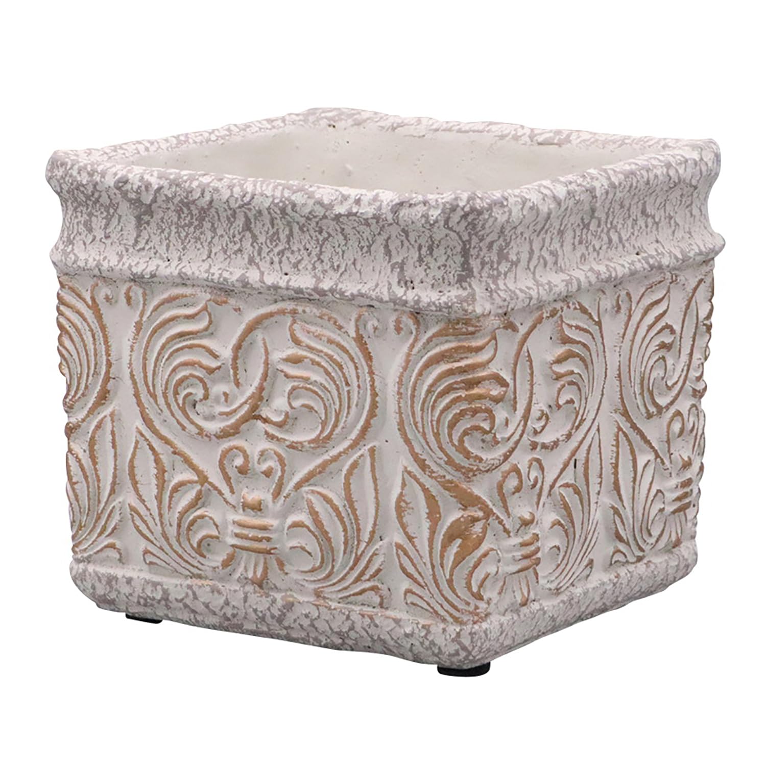 

Dellki Luna Square Ivory WE09IV Pot, Gold, Small,