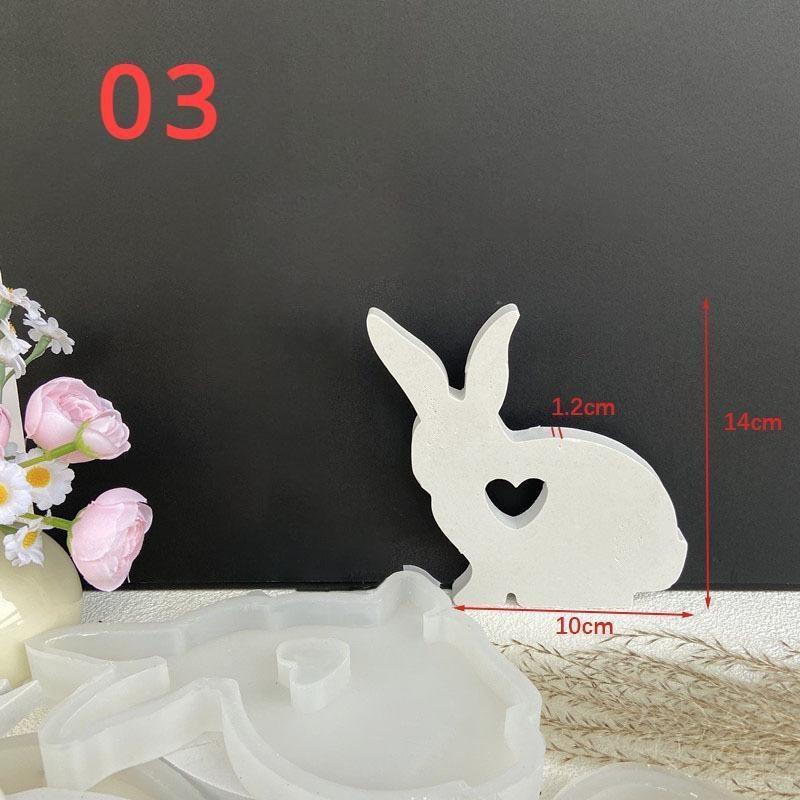 Cute Rabbit Candle Silicone Moulds Gypsum Car Mounted Incense Expanding Gypsum Soap Molds Easter Bunny Aromatherapy Candle Mold