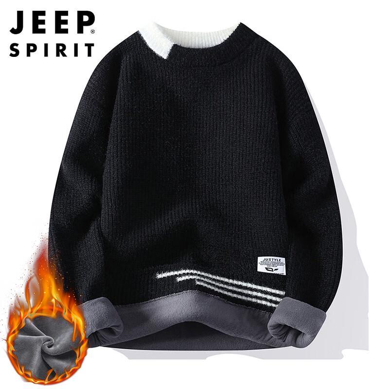 JEEP SPIRIT Men's Round Neck Long Sleeve Knit Sweater