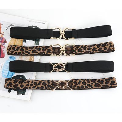 Coat Belt Women'S Decorative Elastic With Sweater Waist Suit With Leopard Print Waist Seal Black