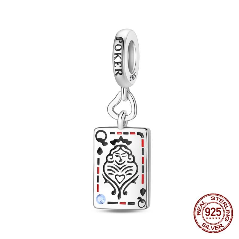 New Original 100%Copper Playing Cards Red Heart K Flush Charms Fit Originalbracelet Diy Jewelry Making Women Gift
