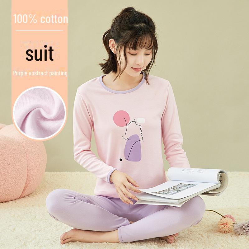 

Комплект термобелья для подростков: Унисекс мультфильм чистый хлопок круглый вырез антибактериальная лайкра для учеников средней школы L [Height 160-165cm 90-100 catties]