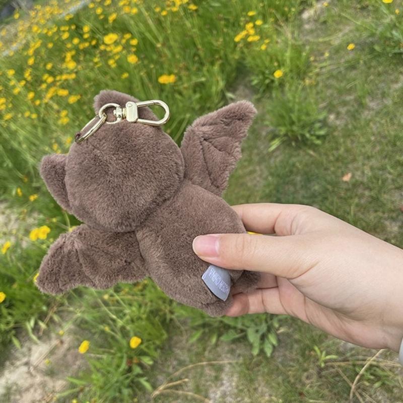 Bat Plush Toy Keychain Soft Stuffed Animal Bag Charm Backpack Pendant Accessory Handmade Halloween Room Decoration