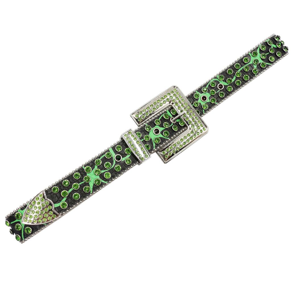 Pattern European and American Fashion Men and Women's Belt Punk Denim Rock Rivet Rivets Rings Inlaid Wide Belt Men