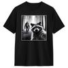 Funny Raccoon Selfie With Bigfoot Tshirt Summer Harajuku Tshirts Cotton O Neck Plus Size Clothing Short Sleeve Awesome Tops