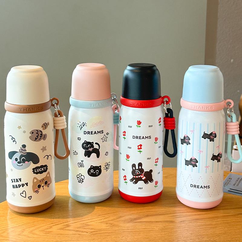Cartoon Insulated Stainless Steel Cup – Cute, Portable Water Bottle for Students, Ideal for Autumn and Winter.