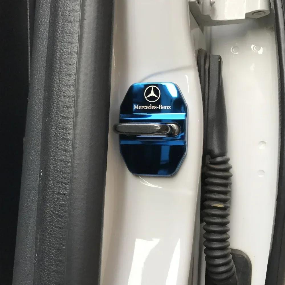 DQY2   4PCS Car Styling Car Door Lock Covers stikcer Case for Mercedes Benz New B/C/E Class A Class C200L GLC GLK CLA GLA Accessories