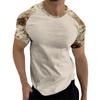 Camouflage Style Printed Raglan Sleeves Men's Short Sleeved Top